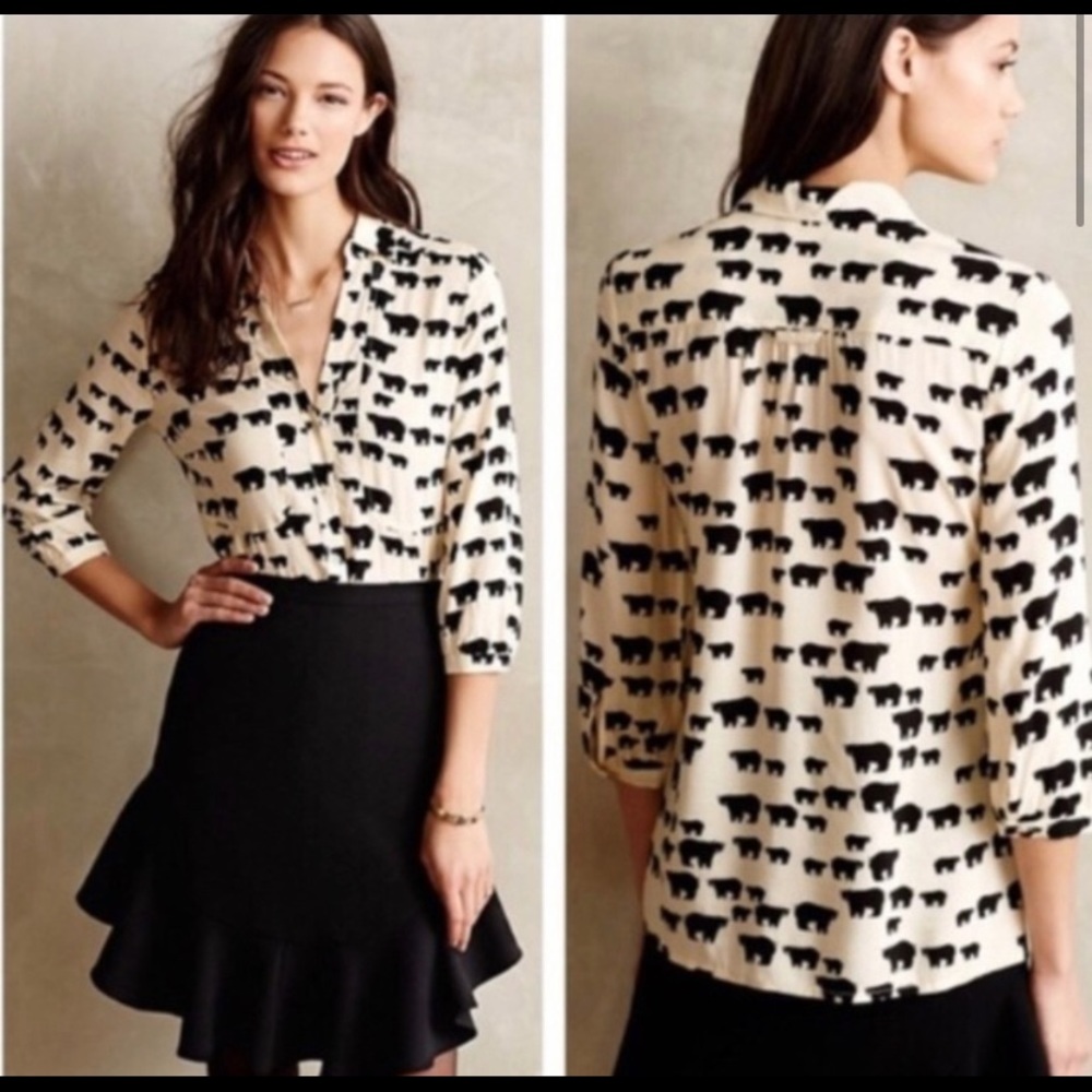 Anthropologie Woodland Walk Bear shirt by Maeve